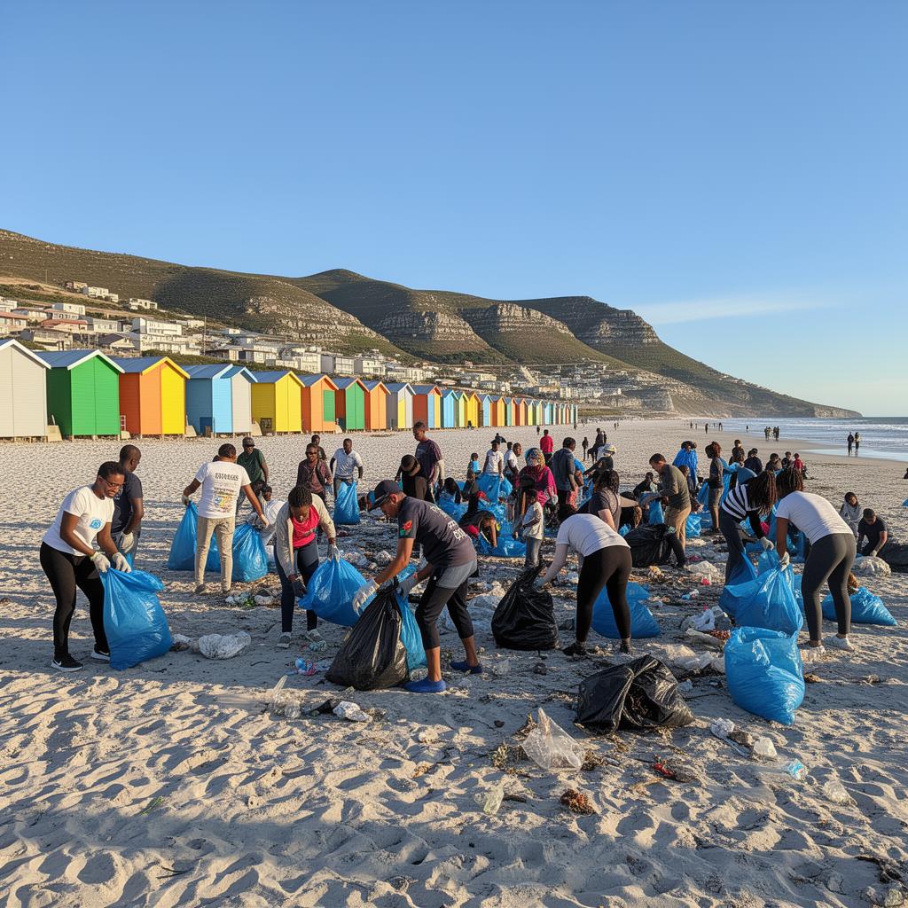 Beach clean-up volunteers